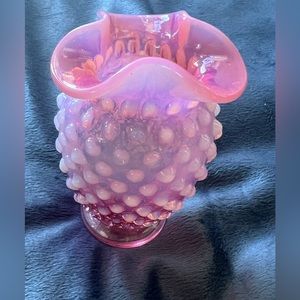 Fenton Cranberry Hobnail Vase